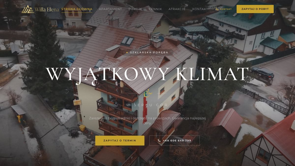Zrzut strony Willa Elena: pensjonat w Szklarskiej Porębie