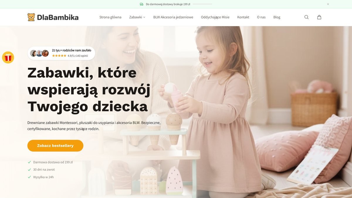 Zrzut sklepu dlaBambika: zabawki Montessori