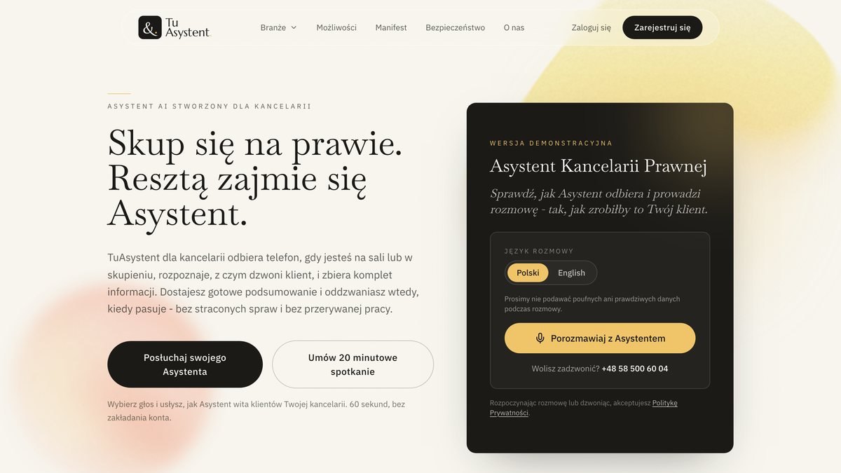 Zrzut strony TuAsystent: asystent AI dla kancelarii