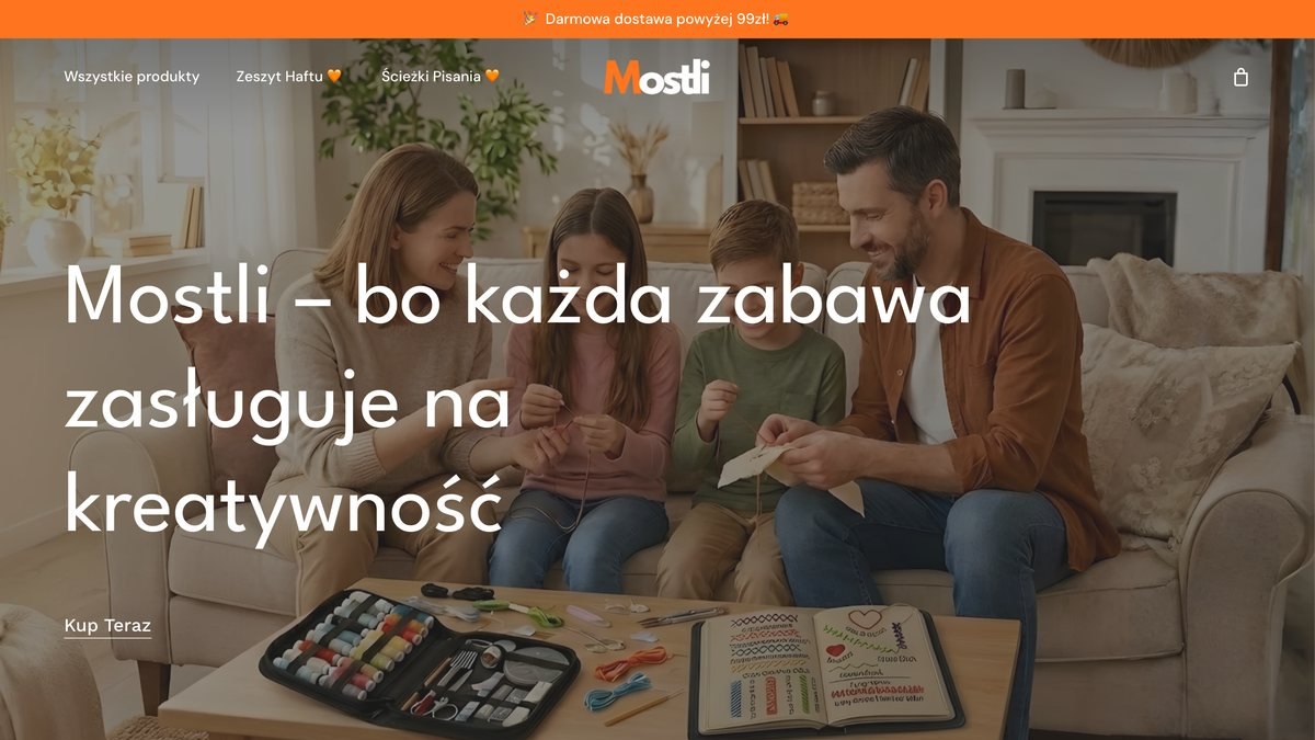 Zrzut sklepu Mostli: kreatywne zestawy dla rodzin